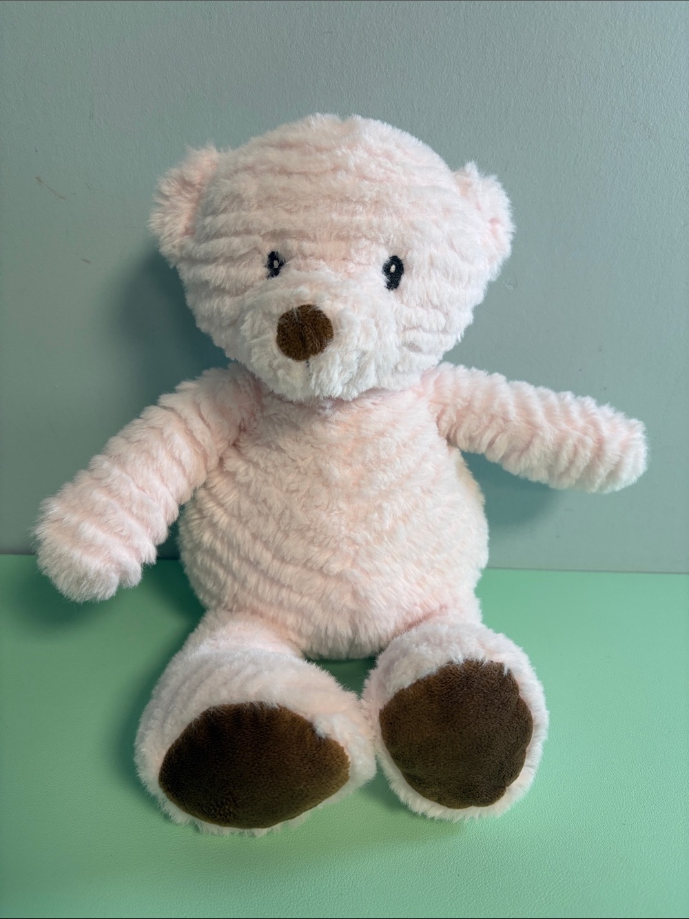 Baby Mode Light Pink & Brown Bear Plush Stuffed Animal, Kids Plush Toy